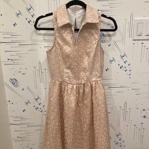 Modcloth Pink Collared Floral Dress with pockets (XS)